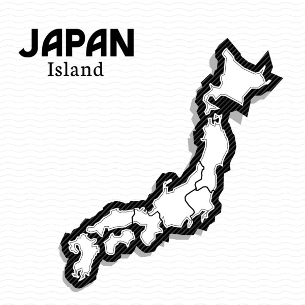 Pasca Templat Untuk Media Sosial Vektor Pulau Jepang Peta Hitam - Stok Vektor