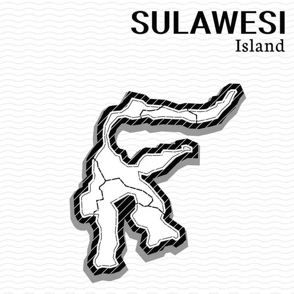 Pasca Templat Untuk Media Sosial Sulawesi Island Vektor Peta Hitam - Stok Vektor