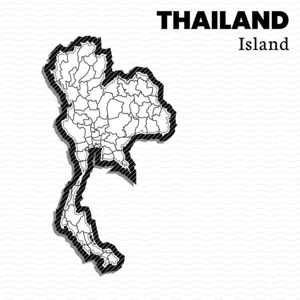 Postvorlage Für Social Media Thailand Island Vektor Map Schwarz Weiß — Stockvektor