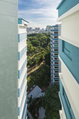 Singapur, Hdb, konut ve geliştirme kurulu bir dairede sokak görünümü
