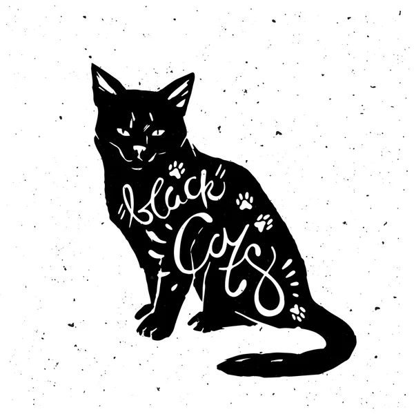 タイポグラフィーと黒い猫 ベクターグラフィックス