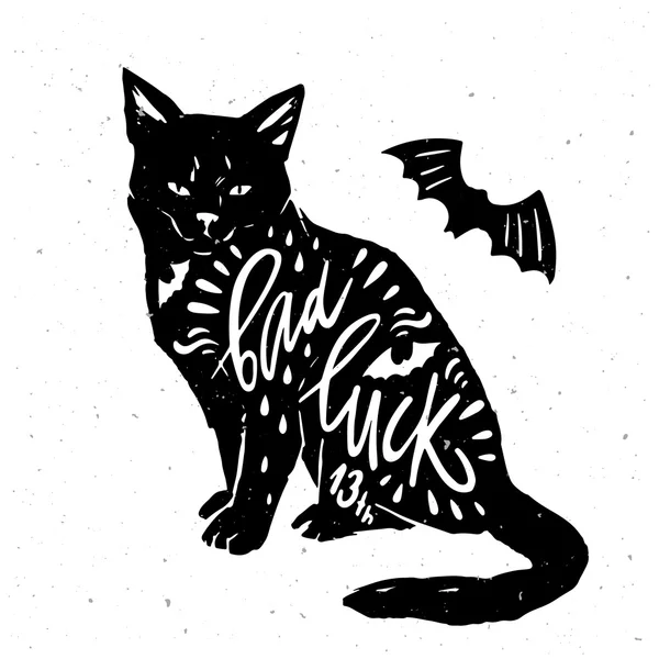 タイポグラフィーと黒い猫 ロイヤリティフリーストックベクター