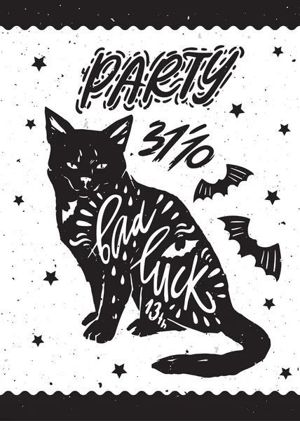 Czarny kot z typografii Ilustracje Stockowe bez tantiem