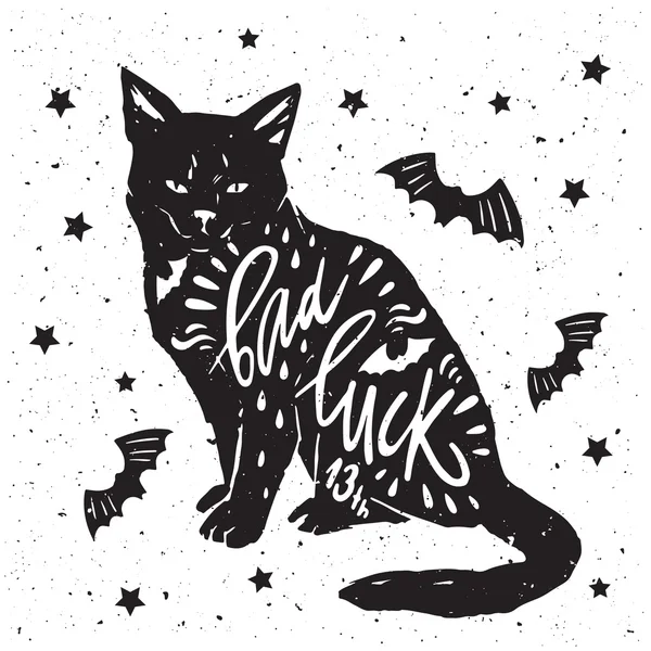 Czarny kot z typografii Grafika Wektorowa