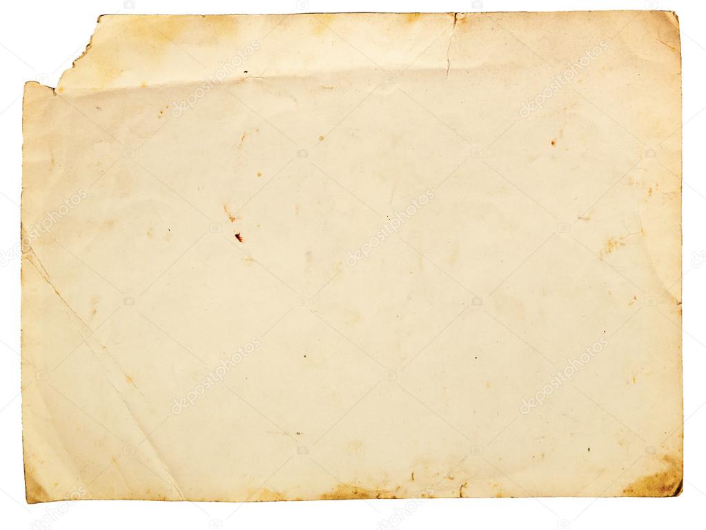 Old paper isolated on white background