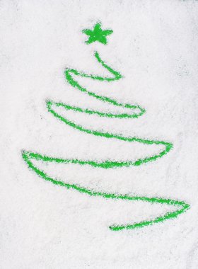 Christams ağaç üstünde kar (yazma)