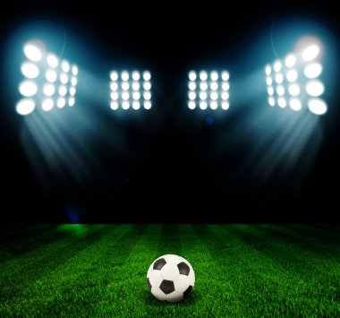 Futbol topu ile light stadyum alanında