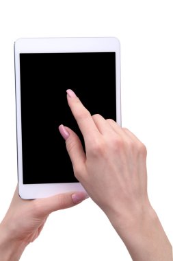El izole üzerinde beyaz tablet