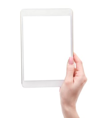 El izole üzerinde beyaz tablet