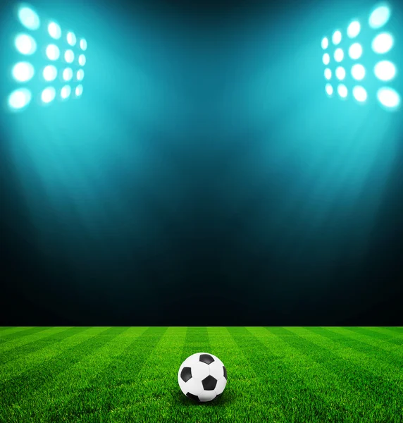 Pallone Calcio Sul Campo Dello Stadio Con Luce — Foto Stock