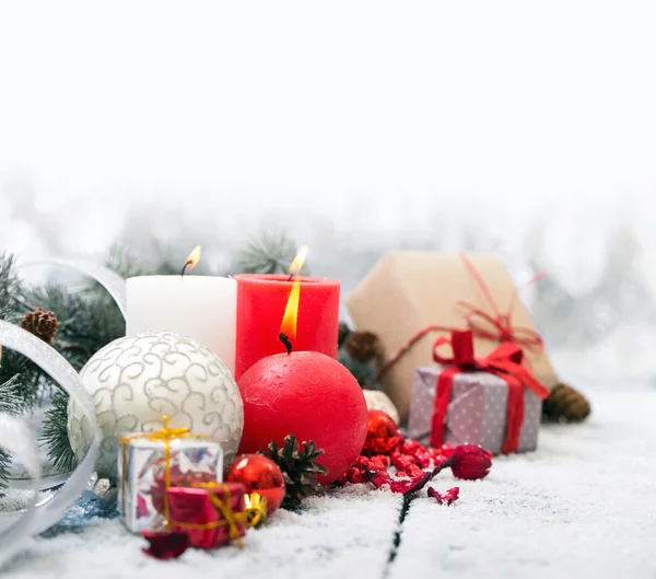 Decoración Navidad Sobre Fondo Madera — Foto de Stock