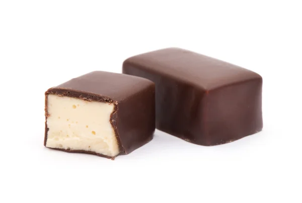 Chocolade Praline Witte Achtergrond Stockfoto