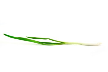 Beyaz arkaplanda yeşil soğan