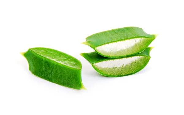 Hoja Fresca Aloe Vera Aislado Sobre Blanco —  Fotos de Stock