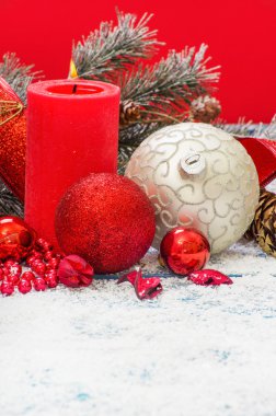 Kış kompozisyon bir ahşap üzerine