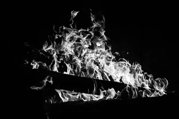 Bright fire texture. White flames on a black background