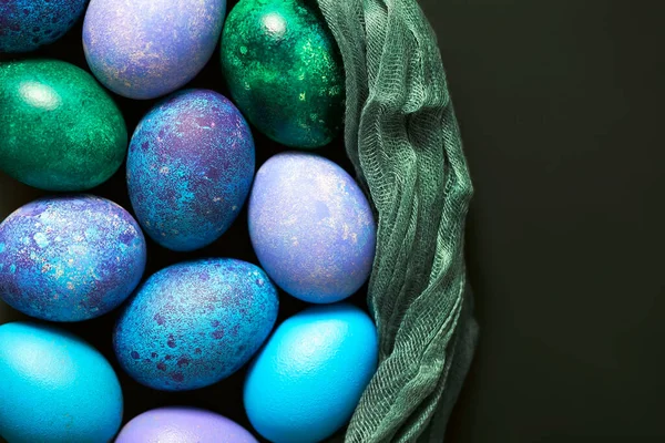 Huevos Pascua Con Vista Superior Huevos Pollo Pintados Primer Plano — Foto de Stock