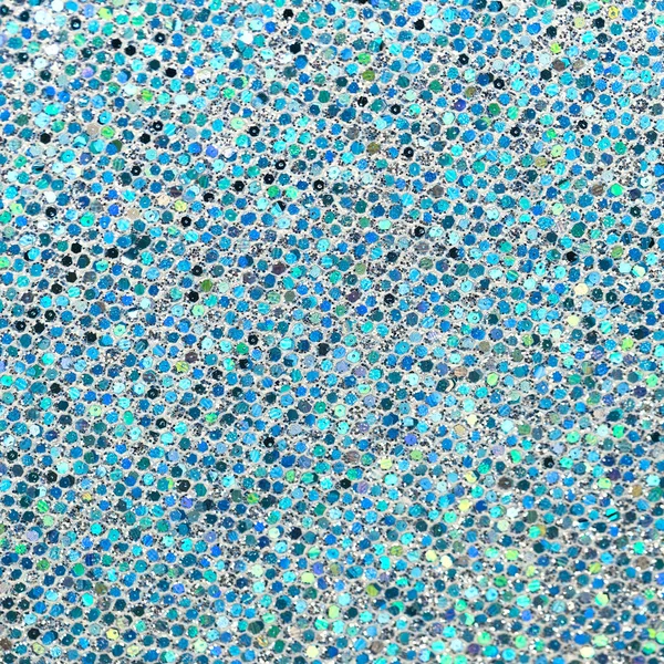 Sparkling Light Blue Sequins Texture Bright Blurred Background Rainbow Glitter — Stock Photo, Image