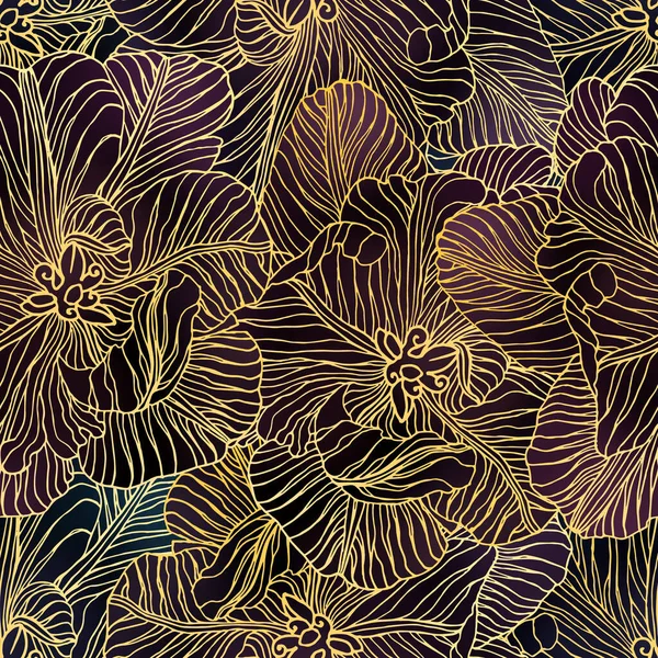 Patrón Floral Estilizado Sin Costuras Negro Púrpura Que Consta Líneas —  Fotos de Stock