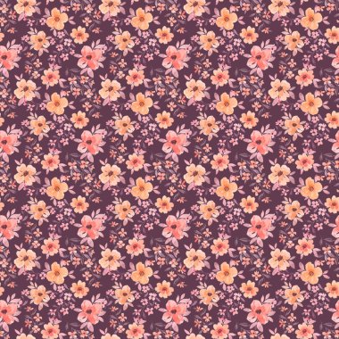 Soyut suluboya şeftali çiçekleri, soluk mor bir arkaplanda. Bayrakların, kartvizitlerin, davetiyelerin, ambalaj kağıtlarının tasarımı için kusursuz bahar çiçeği deseni