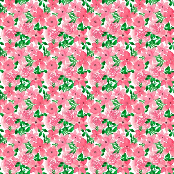 Fondo Infinito Abstracto Con Flores Rosadas Acuarela Pintada Florece Para —  Fotos de Stock