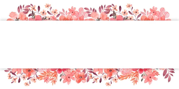 Рамка Окрашенного Персика Розовых Цветов Белом Фоне Горизонтальный Баннер Красивых Лицензионные Стоковые Изображения