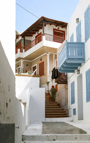 Enge Straßen Dorf Nikia Auf Der Insel Nisyros Griechenland — Stockfoto