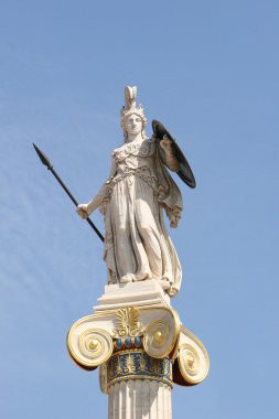Athena heykeli ile iyonik sütun