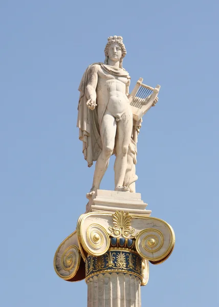 Ionic column with a statue of Apollo — Stock Photo, Image