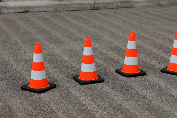 Traffic cones on the street secure the road works