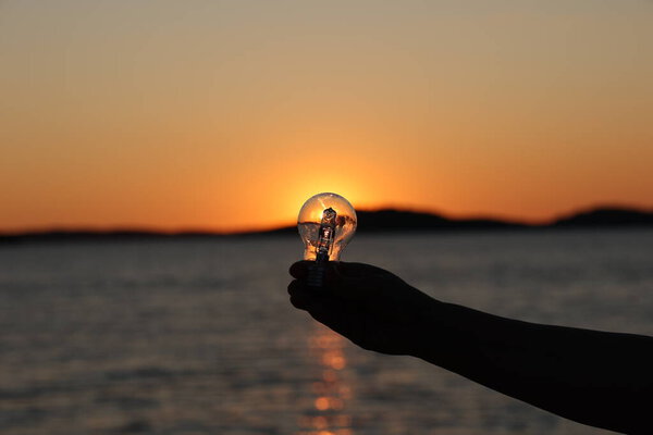 Beautiful summer sunset at sea in Croatia.