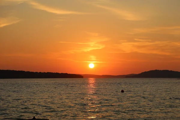 Belo Pôr Sol Verão Mar Croácia — Fotografia de Stock