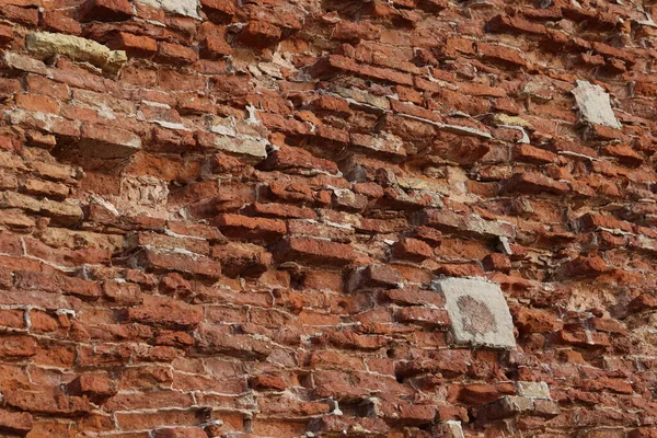 Old Red Brick Fortress Wall Crumbling — Stock Photo, Image