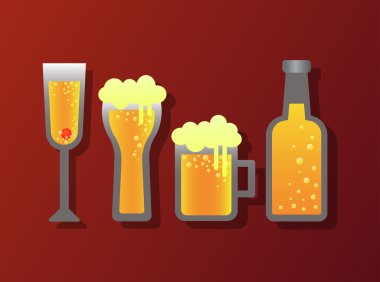 alkol cam ve şişe simgesi