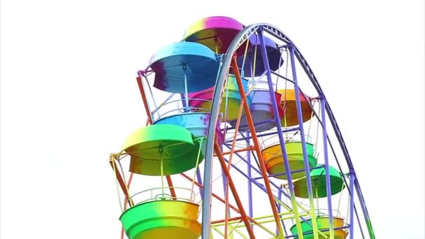 Ferris Wheel of bright color on a white background — Stock Video