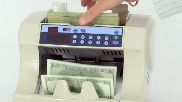 Dinheiro em dinheiro máquina de contagem. — Vídeo de Stock