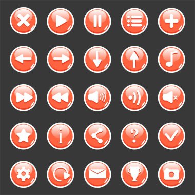 Mobil geliştirme için Kit vektör yuvarlak cam düğmeleri, gündelik oyunlar, ui kit