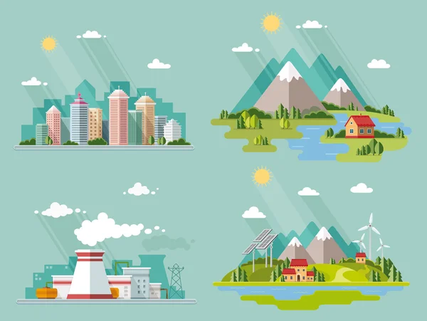 Tasarımınız için doğanın simgeler kümesi. Ekoloji Tema, içinde