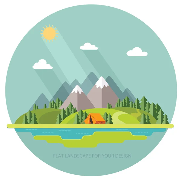 Summer  landscape. Morning landscape in the mountains. Solitude — Stock Vector