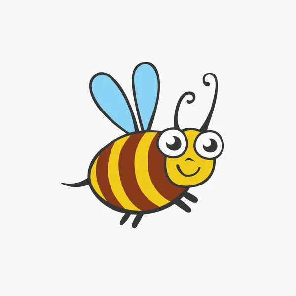 Φιλικό μέλισσα, αστεία εικόνα για το σχέδιό σας. Επίπεδη εικονίδιο — Διανυσματικό Αρχείο