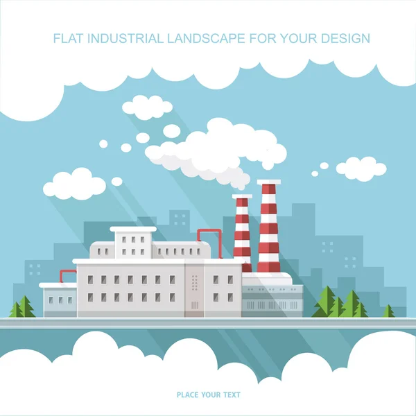 Ecología Concepto - fábrica de la industria. Estilo plano vector illustrati — Archivo Imágenes Vectoriales