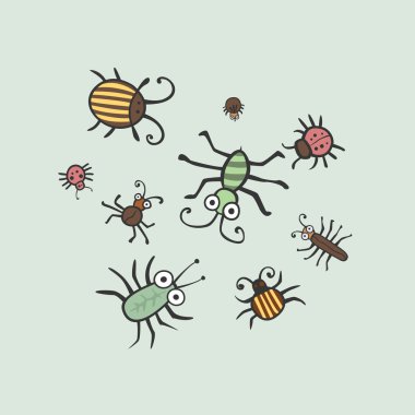 Komik böcekler ayarlayın. Beyaz arka plan üzerinde izole. Arı, arı, bumb