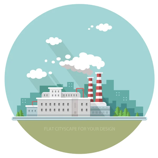 Ecology Concept - industry factory. Flat style vector illustrati — Stock Vector