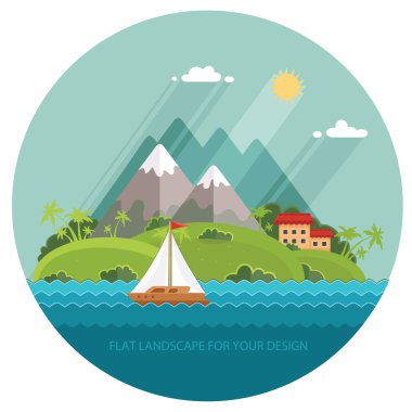 Doğa - renk vektör düz Icon set ve illüstrasyon yaz saati