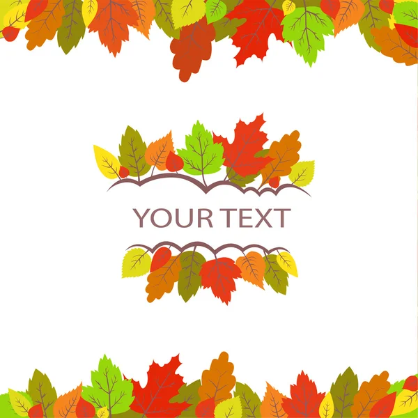 Colorful autumn leaves frame. Vector pattern for your design — Stock Vector