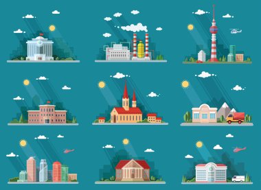 Mega Set of icons for your design. School, Town Hall, university clipart