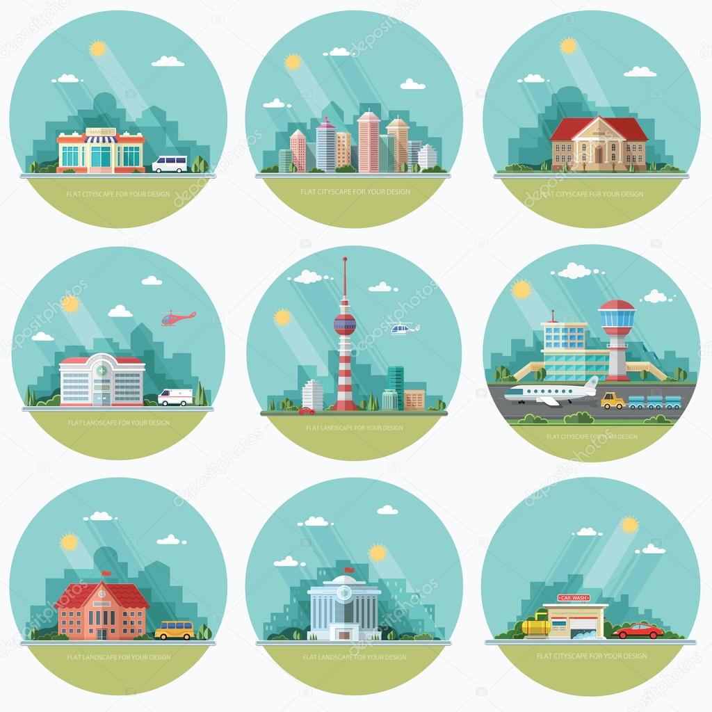 Mega Set of icons for your design. School, Town Hall, the univer