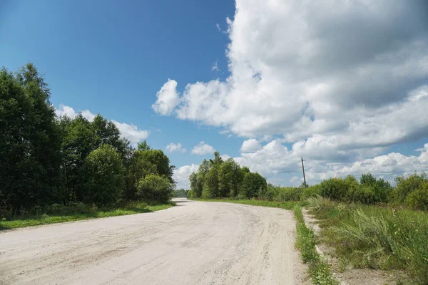 Große Unbefestigte Straße Außerhalb Der Zivilisation Straße Russland Sibirien Hintergrund — Stockfoto