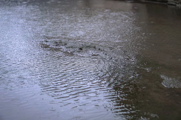 Straßen Schlechtem Zustand Sind Vom Regen Überflutet Regengüsse Und Wasserströme — Stockfoto