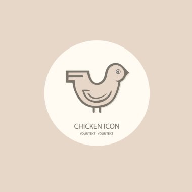 Chicken logo painted in black and white on a white background. S clipart